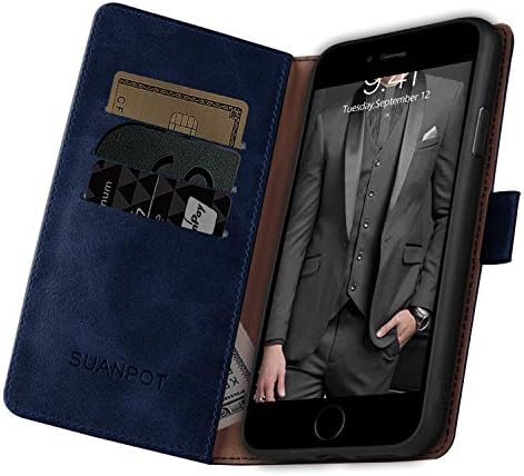 SUANPOT ıçin iPhone 6 Artı / 6 S Artı 5.5 RFID Engelleme ıle deri cüzdan kılıf Kredi kart tutucu, Flip Folio Kitap Telefon