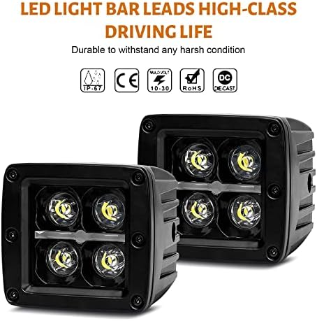 LED Pod ışıkları, ANGU-OFFROAD 2 adet 3 60 W LED ışık bakla DRL kare küp ışıkları ile DT kablo demeti sis farları sürüş çalışma