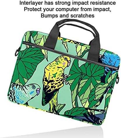 Mavi Sarı Budgie Tropikal Palmiye Yaprakları Laptop omuz askılı çanta Kılıf Kol için 13.4 İnç 14.5 İnç Dizüstü laptop çantası