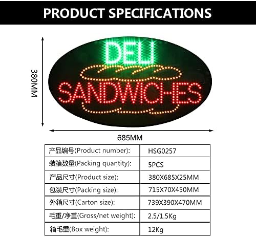 LED Şarküteri Sandviç Işareti, süper Parlak LED Açık Işareti Şarküteri Elektrikli reklam ekranı Işareti Sandviç Iş Dükkanı
