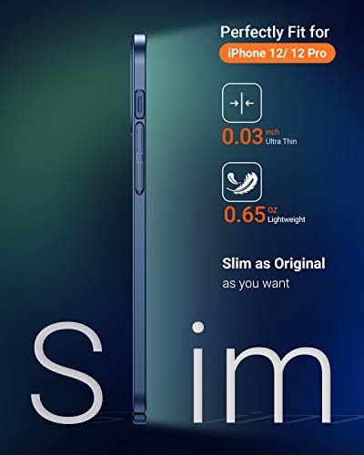 TORRAS Slim Fit Uyumlu iPhone 12 Kılıf/iPhone 12 Pro Kılıf, [İnce Ama Koruyucu] [Kadifemsi Hissediyorum] Kaymaz Mat iPhone