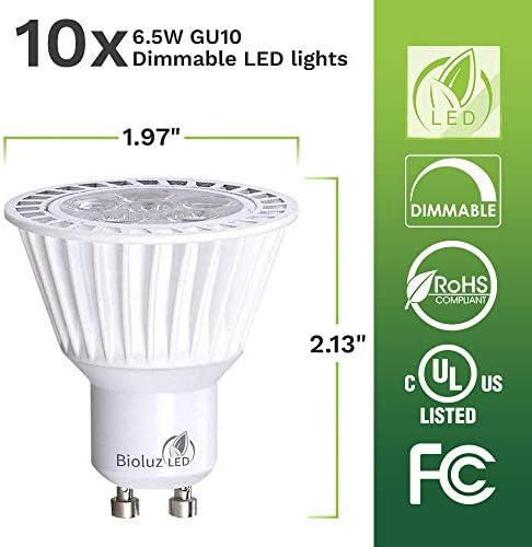10 Paket Bıoluz LED GU10 LED Ampuller Kısılabilir 3000 K 50 W Halojen Değiştirme 120 v UL Listelenen (10 Paket)