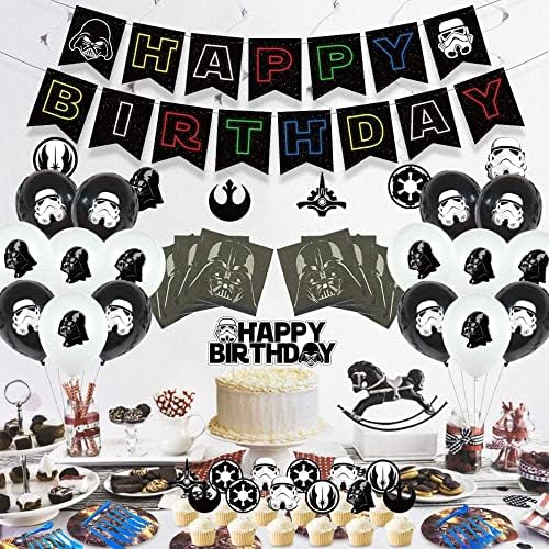 98 Adet star wars doğum günü parti malzemeleri, Parti İyilik, parti süslemeleri İçerir Mutlu Doğum Günü Afiş, Swirls, Folyo