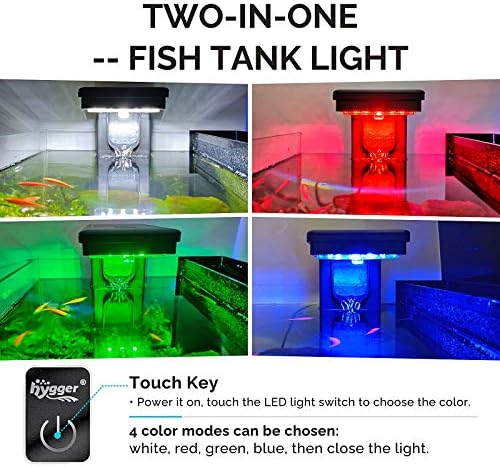 hygger akvaryum ışığı, akvaryum filtresi için Uygun 0.16 in~0.27 in Kalın Tankları, 10 W 68 GPH güç filtresi balık tankı led