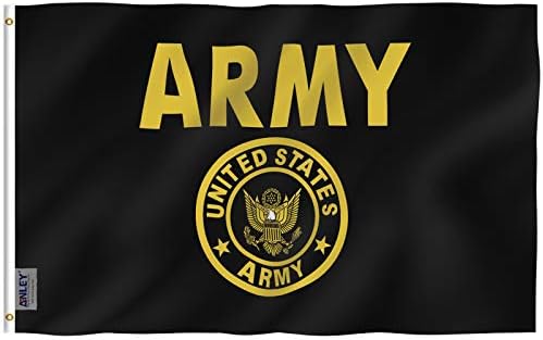 ANLEY Fly Breeze 3x5 Ayak ABD Ordusu Altın Crest Bayrağı-Canlı Renk ve Solmaya Dayanıklı-Tuval Başlığı ve Çift Dikişli-Pirinç