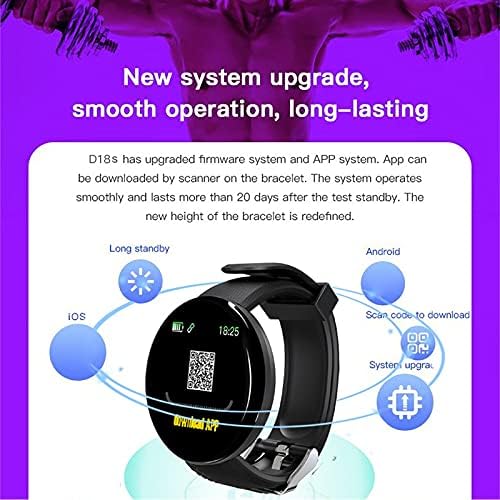 hhscute Akıllı Saatler,Android için Dijital Saat 1.44 inç Ekran Fitness Spor Uyku Tracker (Mavi)