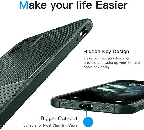 INSOLKİDON iPhone 11 Kılıf ile Uyumlu TPU Yumuşak Karbon Fiber Arka Kapak Telefon Koruyucu Kabuk Ultra Ince Lüks Anti Kayma