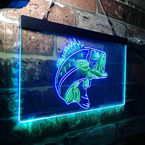 ADVPRO Bas Balık Kabin Oyun Odası Çift Renkli LED Neon Burcu Yeşil ve Mavi 12 x 8 İnç st6s32-ı3715-gb
