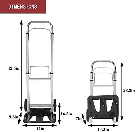 LUCKYERMORE El Kamyon Dolly Taşınabilir Katlanır Kompakt Arabası Ağır Alüminyum Bagaj Sepeti ile 2 Tekerlekler