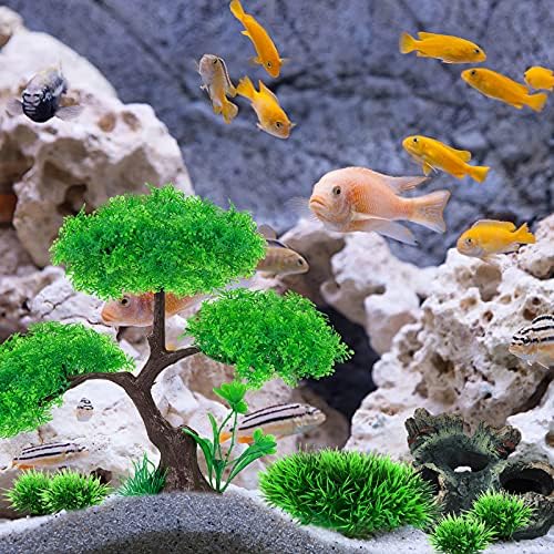 Parlak Çiçek Akvaryum Bitkiler 26 PCS Balık Tankı Dekorasyon Bitkiler Yapay Akvaryum Su Bitkiler Ağacı Plastik Yeşil Bitkiler