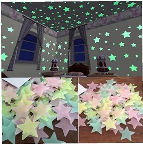 Aydınlık Yıldız Sticker Glow Karanlık Floresan Duvar Çıkartmaları Çocuk Odası Yatak Odası Dekor için 50 adet