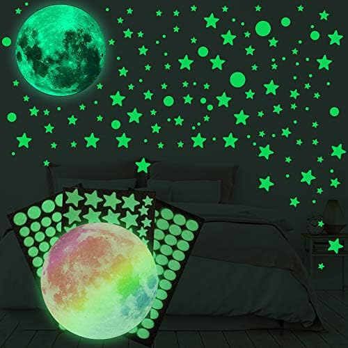 Karanlıkta Parlayan Yıldızlar Duvar Sticker, 995 Adet Yıldız ve Ay Duvar Çıkartmaları, Tavan ve Duvar Çıkartmaları için 3D