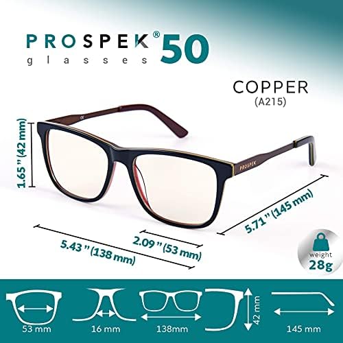 PROSPEK Mavi ışık Engelleme Bilgisayar Gözlükleri, Bakır, Parlama Önleyici Şeffaf Lens, Ekranın Mavi ışığından Koruyun, Yüksek