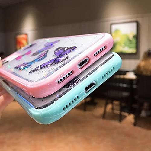 Kelebek Bling Şeffaf Kılıf iPhone 6 / iPhone 6s ile Uyumlu, wzjgzdly Glitter Kılıf Kadınlar için Sevimli İnce Yumuşak Kaymaz