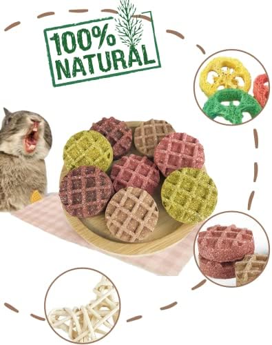 Lacrima Tavşan Çiğnemek Oyuncaklar Waffle 13 PCS, 100 % Doğal Tavşan Oyuncaklar için Tavşanlar, Kobay Oyuncaklar, Diş ve Bağırsak