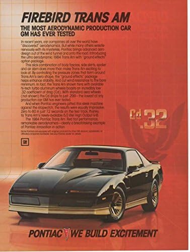Dergi Baskı Reklamı: Siyah 1984 Pontiac Firebird Trans Am, 15. Yılında ve Hala Alanın Sınıfı, Heyecan Yaratıyoruz