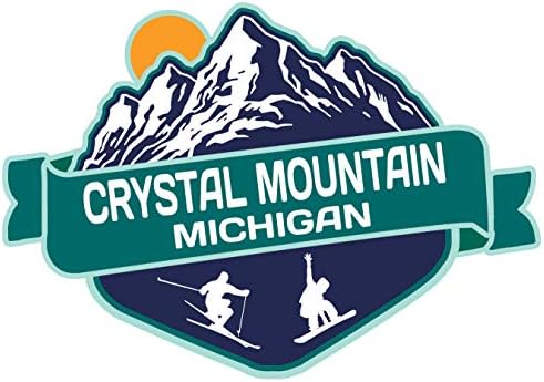 Crystal Mountain Michigan kayak maceraları hatıra 4 inç vinil çıkartma etiket dağ tasarım
