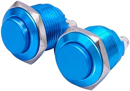Taıss 2 Pcs 16mm 5/8 Yüksek Yuvarlak Mavi Metal Anlık basmalı düğme anahtarı 1NO SPST 3A/ 12-250 V için Endüstriyel Araba Anahtarı