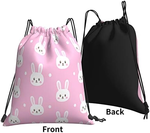 İpli sırt çantası pembe nokta tavşan tavşan tavşan dize çanta Sackpack spor salonu alışveriş spor Yoga için