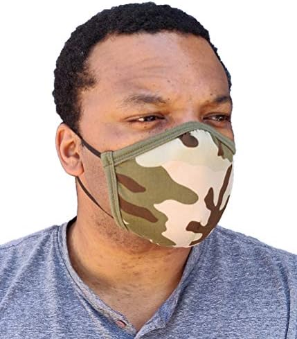 Tasarımcılar Birliği Yüz Maskesi w / Over the Head Elastik Bantlar, 3 Katmanlı Yıkanabilir ve Tekrar Kullanılabilir Pamuklu
