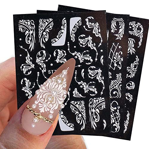 5D Zarif Yapıştırıcı Kazınmış Kabartmalı DIY Nail Art Süslemeleri Gül Nail Art Etiketler Tırnak Çıkartması Manikür Aksesuarları