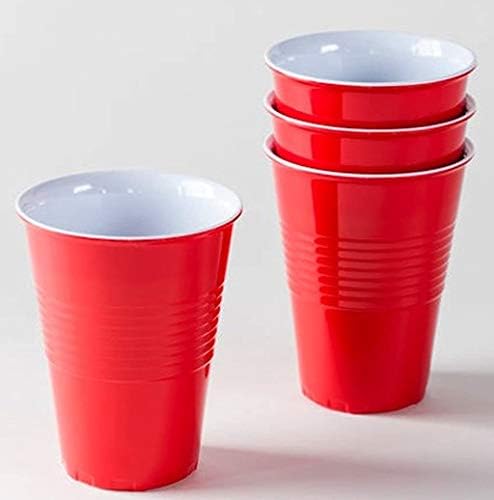 4 Yeniden Kullanılabilir Melamin Kırmızı Plastik Parti Bardağı Seti