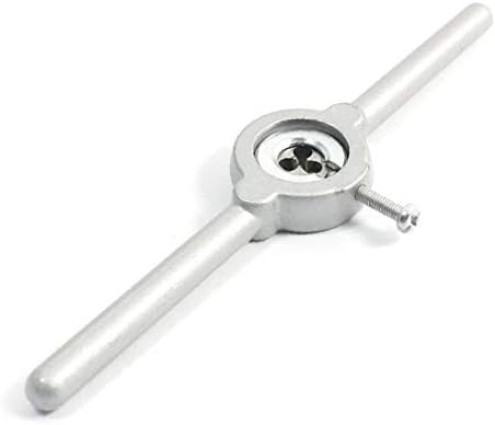 X-DREE Gümüş Gri 4.9 Uzun 6mm Mil Dia 16mm Dia Ayarlanabilir Yuvarlak Die Stok Anahtarı Kolu Aracı Set(Gris plateado 4.9 ''