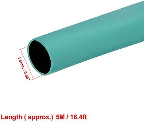EuısdanAA ısı Shrink boru, 1.5 mm Dia 2: 1 ısı Shrink Wrap kablo kılıfı Heatshrink tüp 5 m Uzunluk Yeşil (Tubo termorretráctil,