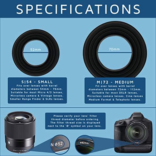 KUVRD-Üniversal Lens Kapağı-Lenslerin %99'una Uyar, Dairesel Filtrelerin %99'unu Tutar, 4'lü Paket-(2 Küçük, 2 Orta)