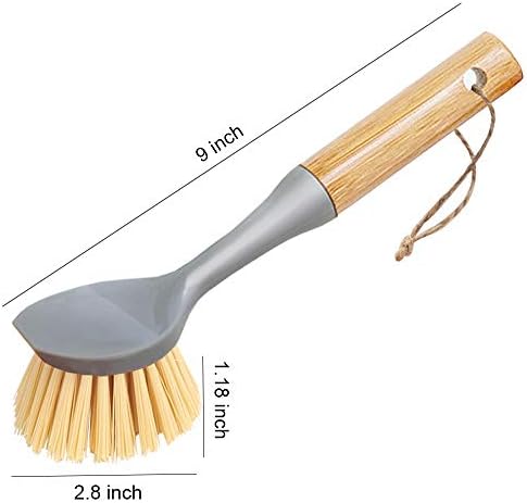 Bulaşık Fırçası, Bambu Saplı Dökme Demir Fırça Dahili Kazıyıcı,Bulaşık,Tava,Tencere, Mutfak Lavabosu Temizliği için Fırçalama