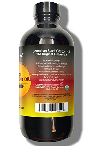 Well's %100 Saf Organik Jamaikalı Siyah Hint Yağı (8oz) %100 Saf, Soğuk Preslenmiş, Tuzsuz, Saç, Kirpik Büyümesi, Kuru ve Çatlamış