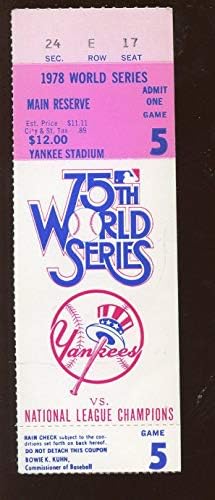 1978 Dünya Serisi Bilet Saplaması Los Angeles Dodgers, New York Yankees Oyununda 5 ESKİ Major League BASEBALL İmzasız Çeşitli