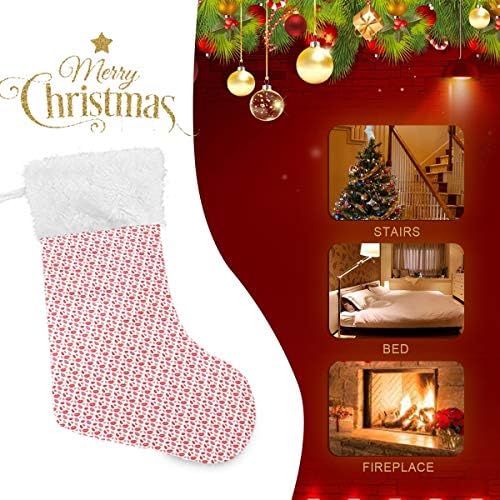YUEND Sanat Kırmızı Dudaklar Sevimli Desen Noel Stocking Kitleri ile Beyaz Peluş Trim için Aile Tatil Noel Parti Süslemeleri