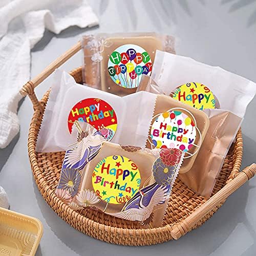 LEFUYAN Renkli Mutlu Doğum Günü Çıkartmalar Rulo 500-Count Çıkartmalar Yuvarlak doğum günü hediyesi Dekorasyon Sevimli Kırtasiye