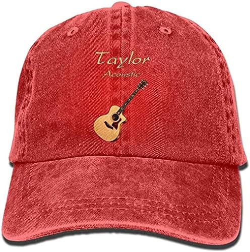 Erkek Beyzbol Şapkası, Taylor Akustik Gitar Denim Şapka Moda Serin Seyahat Beyzbol Kapaklar Kırmızı,Snapback İşlemeli Baba