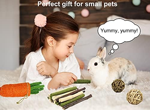 Yıstao Tavşan Çiğnemek Oyuncaklar, 19 pcs Bunny Oyuncaklar -100 % Doğal Sağlıklı Küçük Hayvan Oyuncaklar ve Davranır Set -