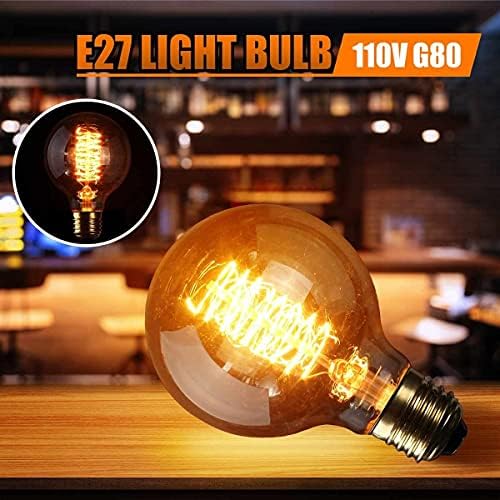 RZL LED ışıkları Retro Edison ampul 80mm x 118mm akkor ampul E27 G80 60 W küre ampul 110 V sıcak beyaz renk aydınlatma (Boyut