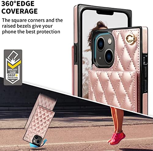 HOGGU ile Uyumlu iPhone 13 Kılıf Cüzdan ile kart tutucu, Kickstand, Kapitone Deri Lüks Kılıf için Kadın, Çıkarılabilir Crossbody