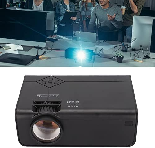 Shanrya Taşınabilir Mini Projektör, ev Sineması Projektörü Uzaktan Kumanda Büyük Ekran HiFi Stereo PC için Akıllı Telefon için(Siyah)