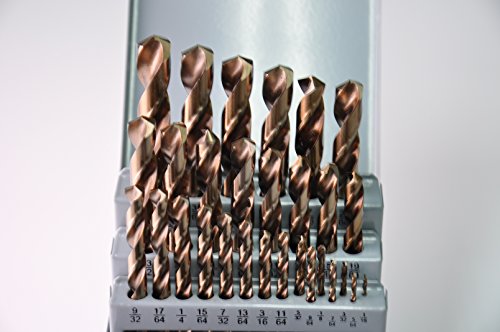 DRİLLFORCE 29 adet HSS Jobber Uzunluğu Kobalt Matkap Uçları Seti 1/16 -1 / 2 Metal Durumda