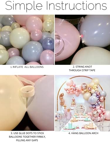 Macaron Balon Kemer ve Çelenk Kiti, Çift Dolması, Pastel Pembe, Sarı, Mavi, Gül Altın Orbz, konfeti balonları ve Manuel Pompa