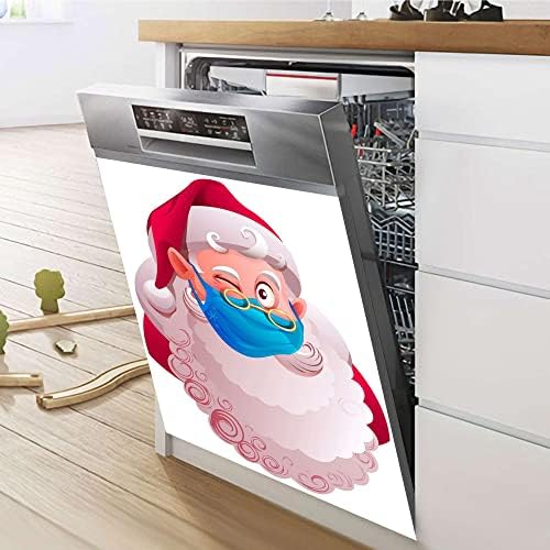 Santa Giyen Koruyucu Tıbbi Maske Bulaşık Makinesi Etiket Buzdolabı Manyetik Olmayan Mutfak Merry Christmas (M (22.83 × 25.96),