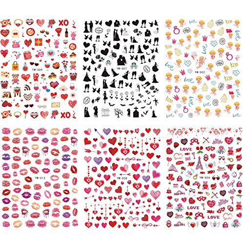 Sevgililer Günü Nail Art Etiketler 3D Kalp Tırnak Çıkartmaları Sevgililer Çivi Sticker Çıkartma Kendinden Yapışkanlı Seksi
