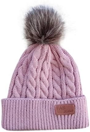 Dumanfs Kış 3-12 Yaş Kız Katı Şapka, Esnek Örme Pamuklu Kap