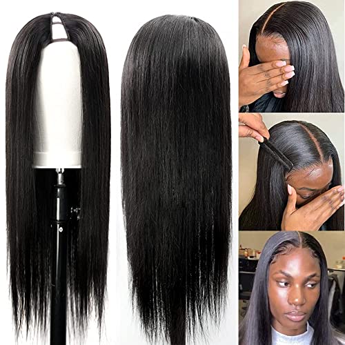 Legendhair 16 İnç V Parçası Peruk Brezilyalı düz insan saçı peruk Siyah Kadınlar ıçin V Şekli Peruk Hiçbir Dantel Ön Peruk