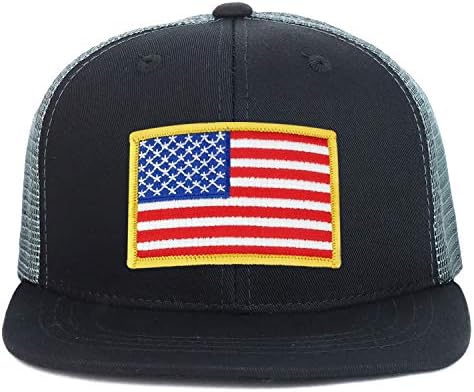 Armycrew Gençlik çocuk Sarı Amerikan Bayrağı Yama Düz Bill Snapback kamyon şoförü şapkası