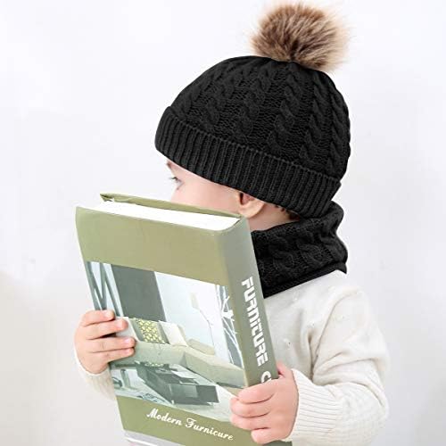 Bebek Kış Şapka, 2 adet Bebek Şapka Eşarp Seti Toddler Kış Şapka Atkısı Örgü Bere Şapka Daire Döngü Eşarp 0-2 Yıl için
