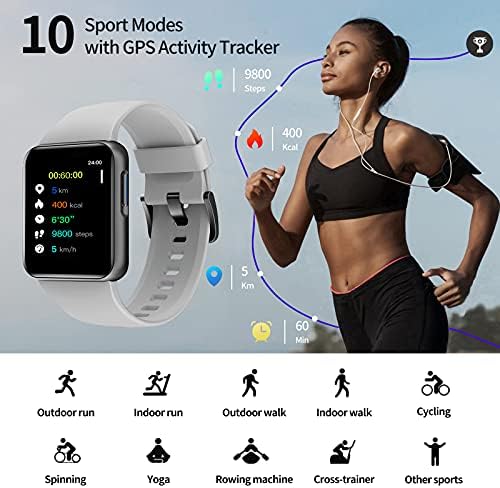 Kadın için akıllı saat, HolaDream HD Dokunmatik Ekran Smartwatch fitnes aktivite takip cihazı 5ATM Su Geçirmez Kalp Hızı/Uyku/Kalori/Kan