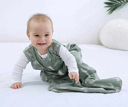 Bebek Organik Pamuk 0.5 tog Giyilebilir Battaniye-2 Yönlü Fermuarlı Hafif Uyku Tulumu, Erkek Kız Kundaklama Geçiş Uyku Çuvalı(Tüy
