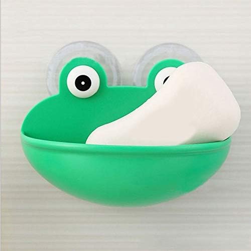 Duş Sabunluk,Güzel Kurbağa Duvar Emme Sünger Sabun Drenaj Bulaşıklık Tutucu Banyo Organizatör-Yeşil Güvenilir